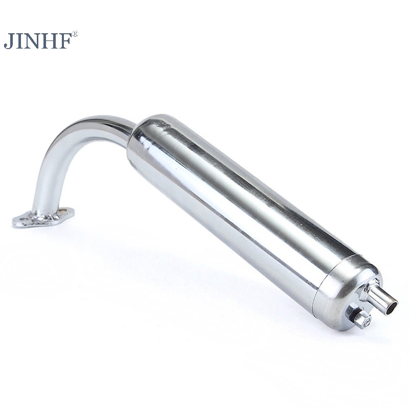 Ống xả giảm thanh Chrome JINHF Xe đạp cơ giới 2 nút 49cc 60cc 66cc 80cc HOT