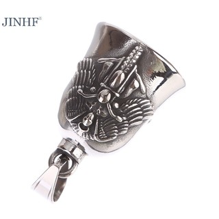 JINHF Vintage Bạc Chuông Đá Mặt Dây Chuyền Vòng Cổ Cho Nam Xe Máy Biker Trang Sức HOT