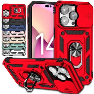 Dành cho iPhone 14 Plus 13 Pro Max Armor Vỏ chống sốc Vỏ bảo vệ ống kính máy ảnh trượt