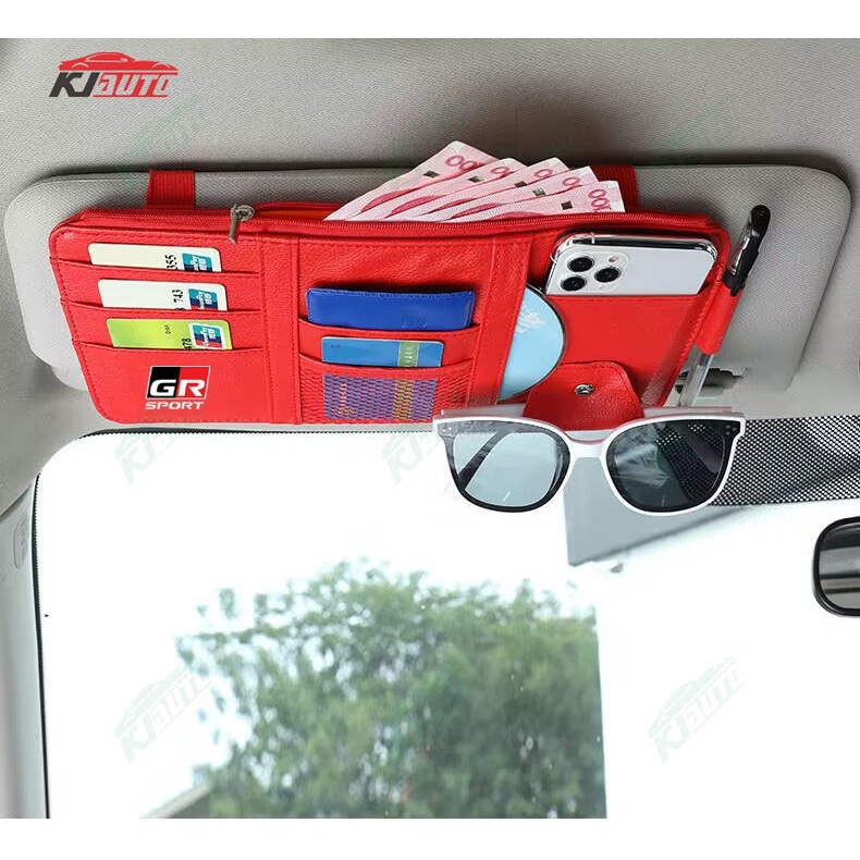 Túi Da Đựng Đồ Gắn Tấm Che Nắng Trang Trí Nội Thất Xe Hơi toyota gr sport gazoo racing vios