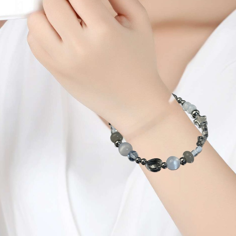 Vòng Tay Chuỗi Hạt y2k Mặt Hình Ngôi Sao Đính Đá Pha Lê Phong Cách Tối Giản