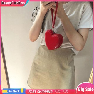 【Giao hàng từ Hà Nội】[Giao hàng tại chỗ]Ví da mini cầm tay hình trái tim thời trang Hàn Quốc cho nữ