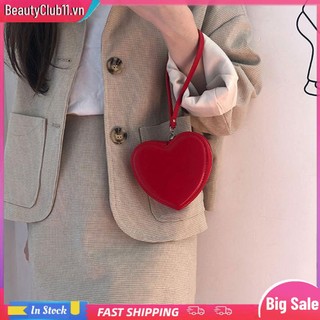 【Giao hàng từ Hà Nội】[Giao hàng tại chỗ]Ví da mini cầm tay hình trái tim thời trang Hàn Quốc cho nữ