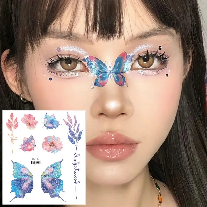 Hình Xăm Dán Tạm Thời Hình Cánh Bướm 3d Lấp Lánh Nhiều Màu Sắc Trang Điểm Lễ Hội / Mặt / Cánh Tay / Cơ Thể Chống Thấm Nước Cho Nữ