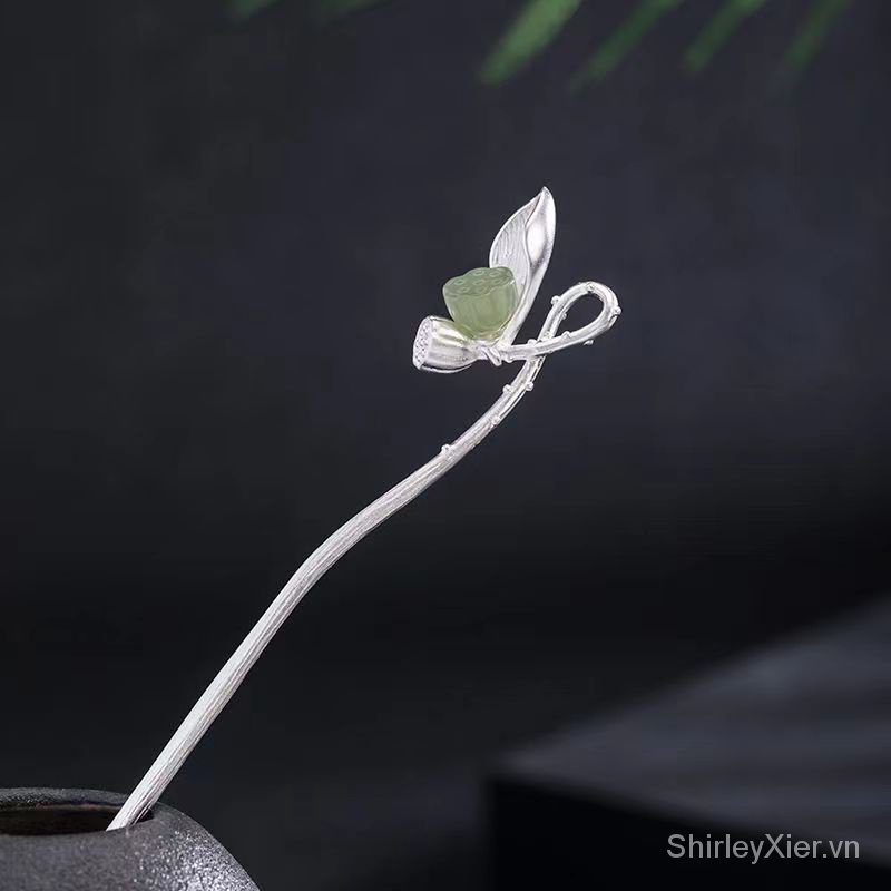 Trâm Cài Tóc Mạ Bạc 925 Hình Hoa Sen Phong Cách hanfu Cổ Điển