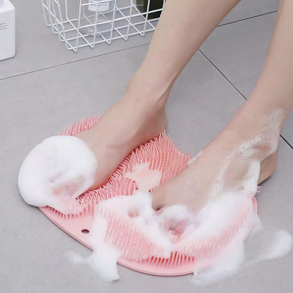 Tấm Chà Lưng, Cọ Chân Tạo Bọt Silicon Dán Tường Massage Tiện Lợi
