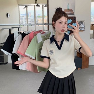 Áo Thun Polo Tay Ngắn áo croptop nữ Cho Nữ áo sơ mi cổ đứn cổ áo chữ v