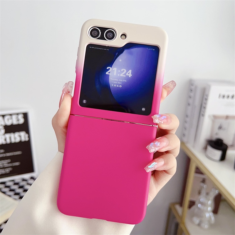 Bao Da Điện Thoại Nắp Lật Màu gradient Thời Trang Cho samsung galaxy z flip 5 4 3 5g flip5 flip4 flip3 Ốp
