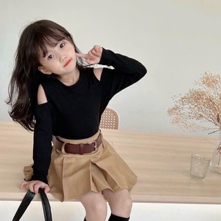 CV2- (TẶNG KÈM NỊT) Chân váy kaki xếp ly bé gái cực dễ thương - Size 8-40Kg