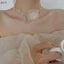 Vòng Cổ choker Hoa Trà Đen Trắng Đính Ngọc Trai Lãng Mạn Cho Nữ