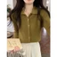 SUXI Áo sweater Dệt Kim Tay Dài Cổ polo Phối Nút Thời Trang Mùa Thu Cho Nữ