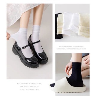 Set 2 Đôi Tất Vớ Lụa Mỏng Cao Cổ, Tất Màu Trơn Cổ Nhún Hottrend Phong Cách Hàn Quốc HaminStore