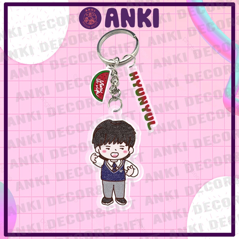 Móc khóa chibi nhân vật dưa hấu lấp lánh, twinglink watermelon,viva la vida, water sugar, quà tặng, sưu tầm - tri decor