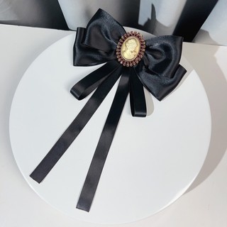 Phong Cách Anh Nơ Vintage Beauty Head Màu Đen Quá Khổ Nơ Cổ Có Chân Cho Nữ Cổ Điển Đen