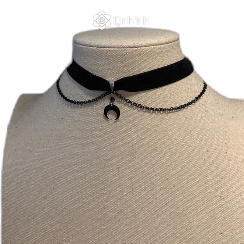 Qr Vòng Cổ choker Mặt Hình Mặt Trăng Phong Cách gothic Thời Trang Cho Nữ Mới