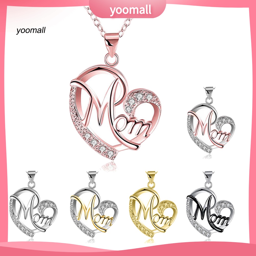 Yo / Vòng cổ Mặt Trái Tim Khắc Chữ mom Quà Tặng Ngày Của Mẹ
