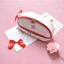 GETVOW Túi Đựng Bút Chì Dễ Thương, Da PU Smile Cherry Pencil, Hoạt Hình Văn Phòng Phẩm Gấu Dâu Hai Lớp Bút Túi Cô Gái