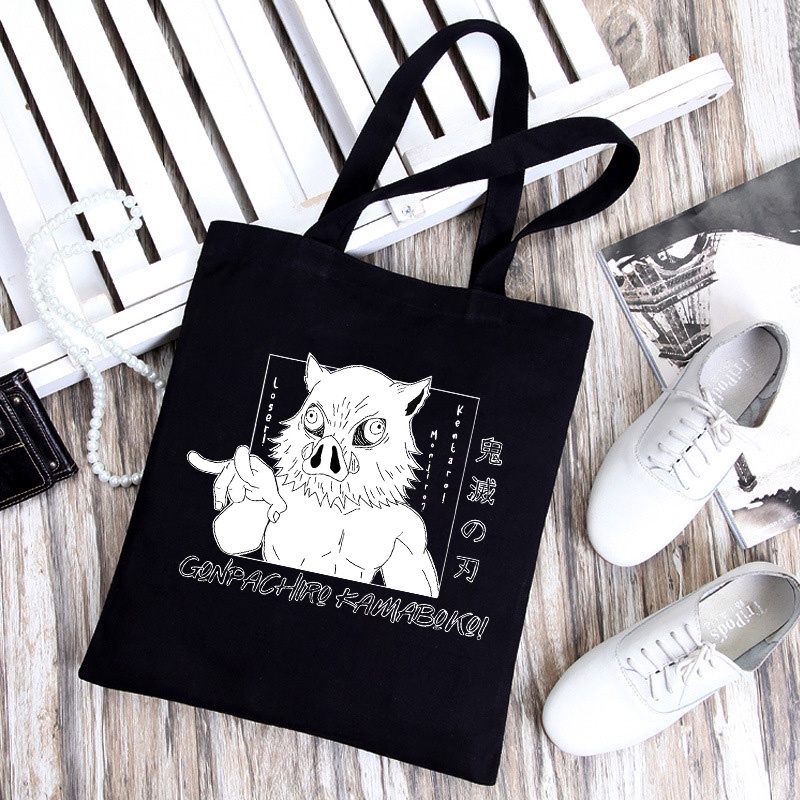 Túi Xách Tay Đeo Vai Bằng Vải canvas In Hình nezuko rengoku demon slayer kimetsu no yaiba kamado tanjirou 2024 Cho Nữ