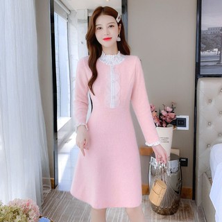 Đầm Mùa Thu Pháp Màu Hồng Kiểu Mới Cho Nữ