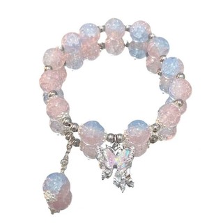 Mới Vòng Tay Chuỗi Hạt Thủy Tinh Nhiều Màu Phong Cách mori fairy Bướm Hoa Xinh Xắn Cho Nữ In Hoa Bướm Nhiều Màu Thời Trang Cho Nữ