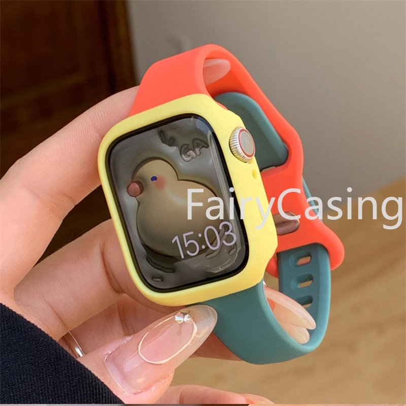 Dây đeo hai màu silicon mỏng cho Apple Watch 46MM Ultra 3 2 1 49mm Series 11 10 9 45mm 44mm 41mm 40 38 42 Correa Band cho Watch 8 7 6 SE 5 4 Band