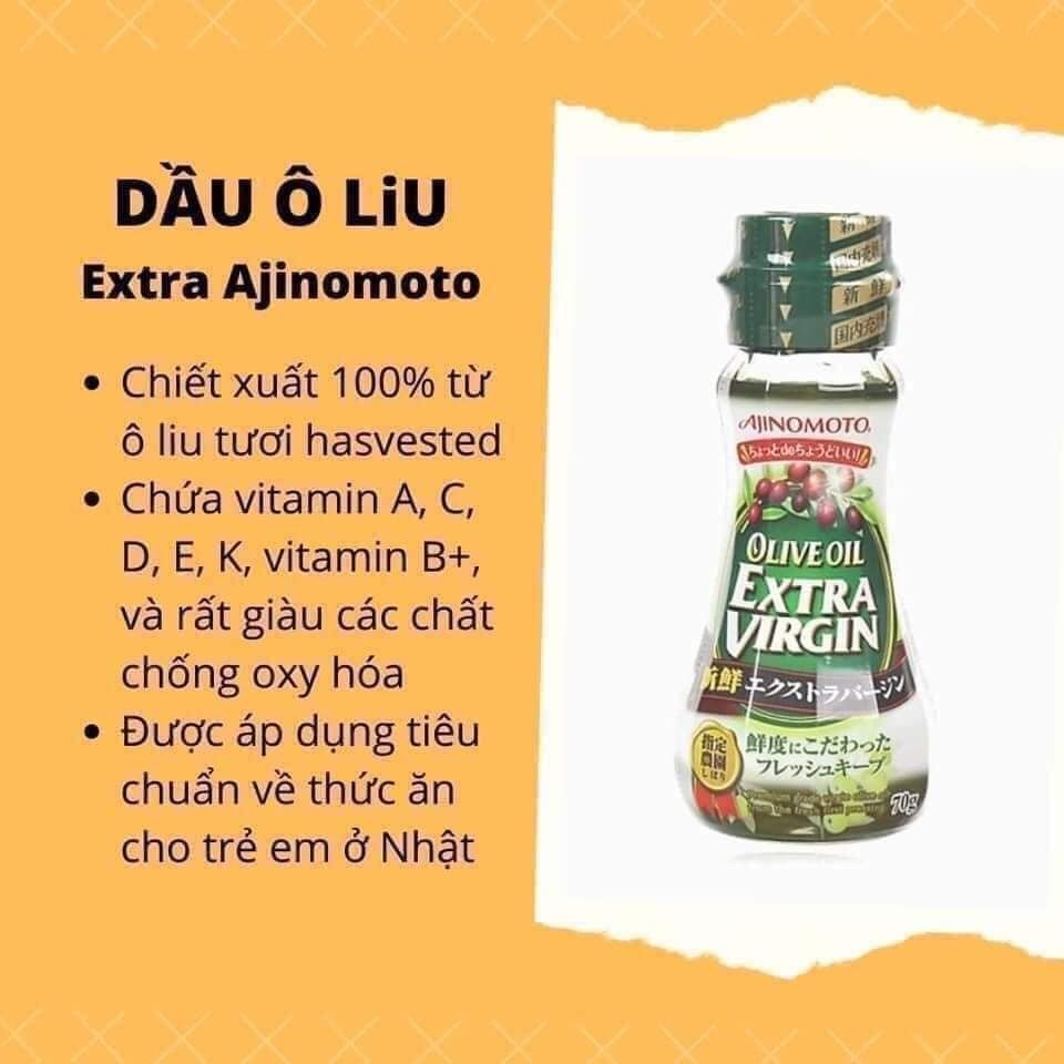 (70ml) Dầu Olive Ajinomoto Extra Virgin Nhật Bản - Dầu Ăn Dặm Cho Bé TiBong Store Tốt Cho Tim Mạch Và Trí Não