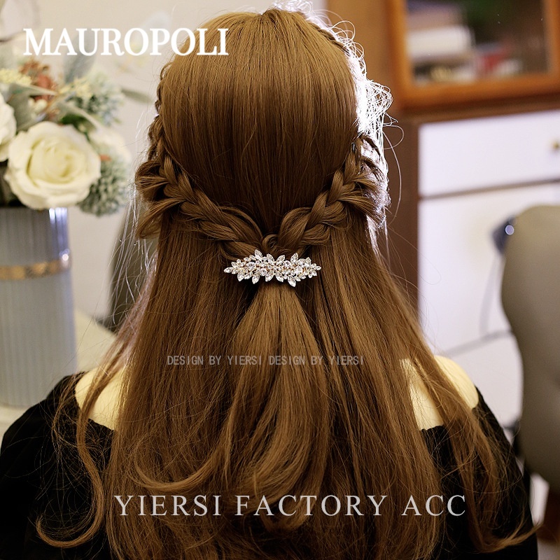 Mauropoli Kẹp Tóc Đầu Sau Nửa Tie Mùa Xuân Pha Lê Sang Trọng, Phụ Kiện Tóc