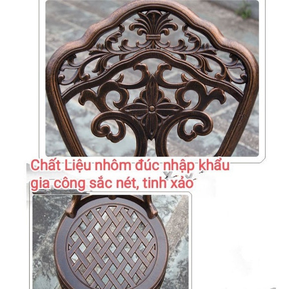 Bộ bàn ghế sân vườn ngoài trời HCN Bộ bàn ghế ban công ngoài trời nhôm đúc Bàn ghế ngoài trời - HP10