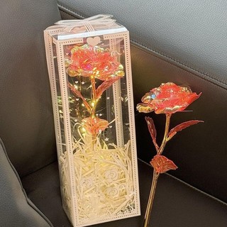 [COD] Hoa nhân tạo FURNICLICK, Hoa hồng mô phỏng LED, có hộp đóng gói Quà tặng trang trí lấp lánh