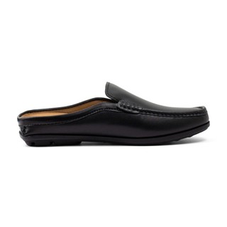 Giày sục nam da bò FTT Leather màu đen họa tiết trơn đơn giản, thanh lịch, thoáng mát F2330