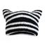 Mũ beanie Nhật Bản CHEESELY, Giữ ấm Punk Gothic Ins Mũ sọc quỷ nhỏ, Thời trang Unisex Y2K Bông tai mèo dễ thương Skullies Cap Nữ
