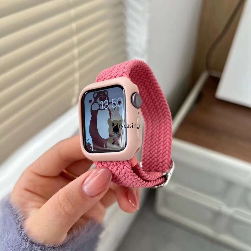 Dây đeo vòng đơn bện Nylon cho Apple Watch 49mm 45mm 44mm 41mm 40mm Series 11 10 9 8 Ultra 3 2 1 8 7 6 5 4 SE 3 Dây đeo đàn hồi cho iWatch 42mm 38mm