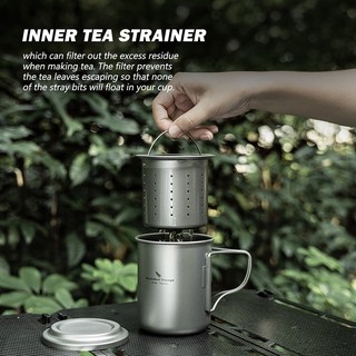 Boundless Voyage- 450ml Cốc Titan Có Bộ Lọc Cắm Trại Ngoài Trời Trà Cà Phê Cốc Di Động Nhẹ Máy Pha Trà Du Lịch Drinkware
