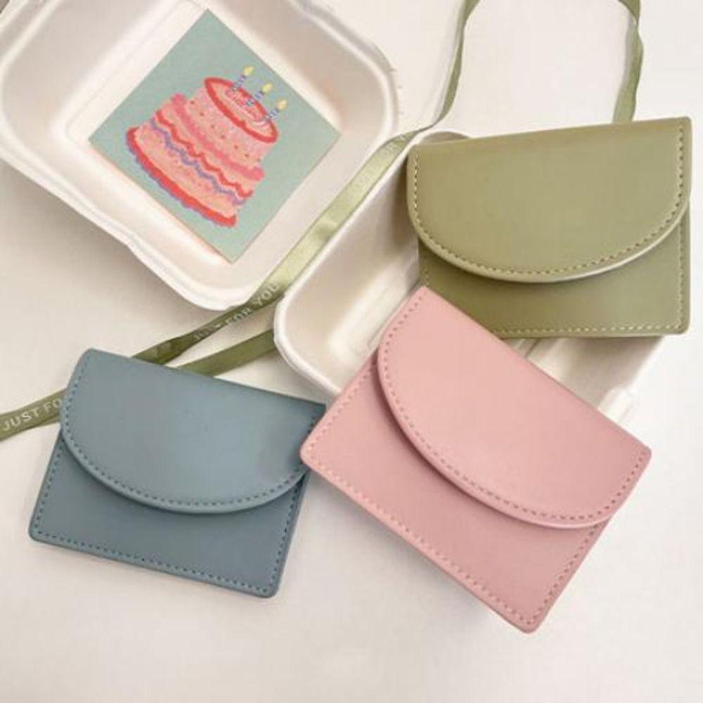 Ví đựng tiền xu SAVORBOX, Ví nữ nhỏ dung tích lớn, Hộp đựng thẻ màu Dopamine bằng da PU di động dành cho nữ