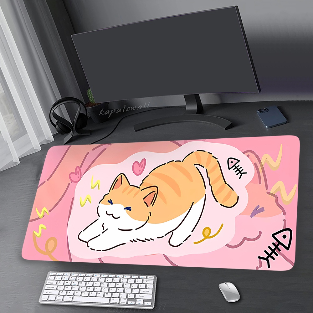 900x400mm Kawaii Mèo Dễ Thương Game Thủ Chuột Miếng Lót Khóa Lớn Cạnh Mousepads XXL Chuột Thảm Chơi Game Mousepad Bàn Phím Thảm