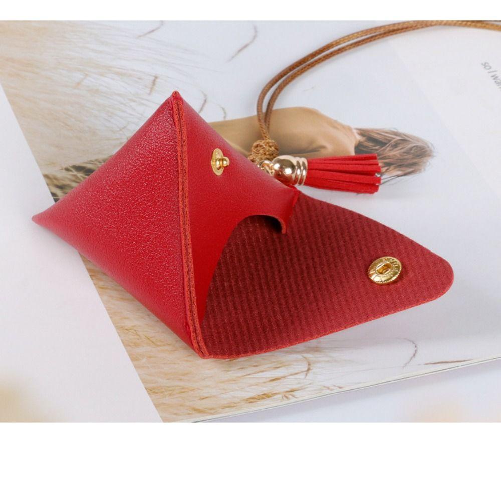 Ví đựng tiền xu bằng da HOBBYIN, Túi đựng tiền xu thay đổi hình tam giác, Thẻ kiểm soát truy cập di động Ví màu trơn