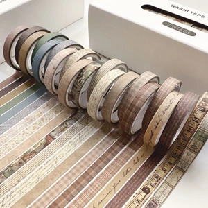 Hộp Băng Keo washi Mỏng 7mm * 3M Phong Cách vintage Dùng Trang Trí Sổ Tay