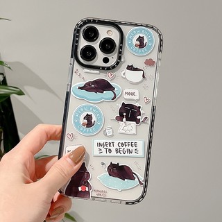 Mocha Little Black Cat Ốp Điện Thoại Mềm Cho iPhone 17 Pro Max 17 Air 16 Plus 15 14 13 12 11 Pro Max Ốp Lưng Bảo Vệ Toàn Diện Vỏ Mềm Chống Sốc