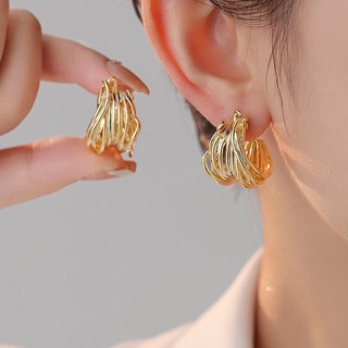 Bông Tai Ba Chiều Hình Chữ c Cao Cấp Phong Cách Âu Mỹ