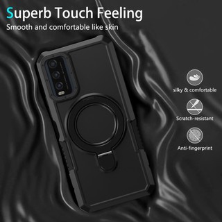 Dành Cho Vivo Y20 2021 Y20S Y20i Y12S Y12A Y20S G Ốp điện thoại Có Giá Đỡ Vòng PC Cứng Mặt Sau Mềm TPU Edge Quân Sự Cấp Chống Rơi Vỏ Mỏng Chống Sốc