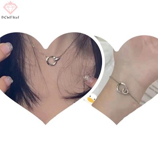 [pcwfkef] Vòng cổ Cặp Đôi Bằng Đá Zircon Hình Tròn Phong Cách punk Ngọt Ngào Mới