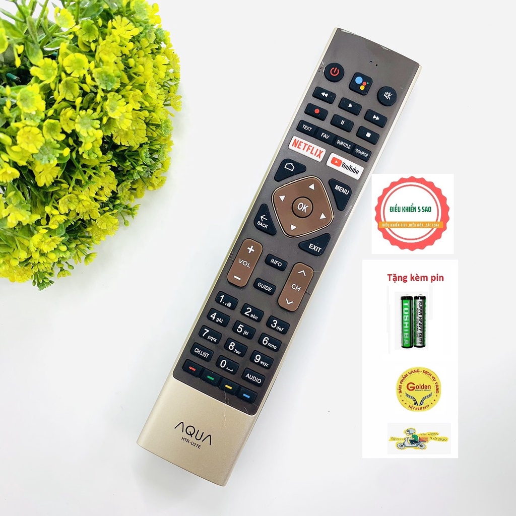 Điều khiển remote từ xa dùng cho tivi aqua HTR-U27E có giọng nói hàng chính hãng - tặng pin