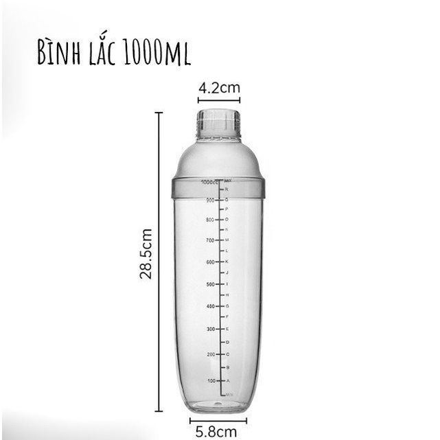 Bình lắc shaker nhựa dày (đủ cỡ)
