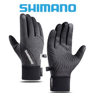 Mới Shimano Mùa Thu Ngoài Trời Nam Găng Tay Câu Cá Chống Thấm Nước Màn Hình Cảm Ứng Dày Plus Lông Cừu Chống Trơn Trượt Full Ngón Tay Găng Tay Câu Cá Nam