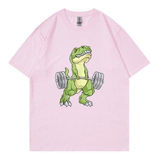 Áo Thun Nam Mùa Hè Chất Lượng Cao Khủng Long Cử Tạ T Rex Tập Gym Tập Luyện Deadlift 100% Cotton Áo Quá Khổ Dạo Phố