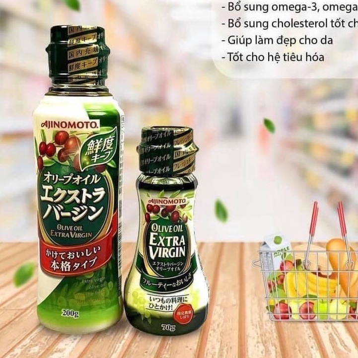 (70ml) Dầu Olive Ajinomoto Extra Virgin Nhật Bản - Dầu Ăn Dặm Cho Bé TiBong Store Tốt Cho Tim Mạch Và Trí Não