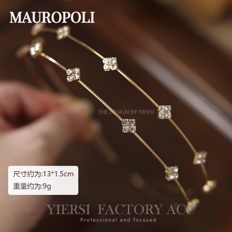 Mauropoli [Sẵn Sàng] Kim Loại Ngọc Trai Kim Cương Giả Hoa Băng Đô Nữ Thu Đông Mũ Buộc Tóc Băng Đô Đeo Đầu Phong Cách Cổ