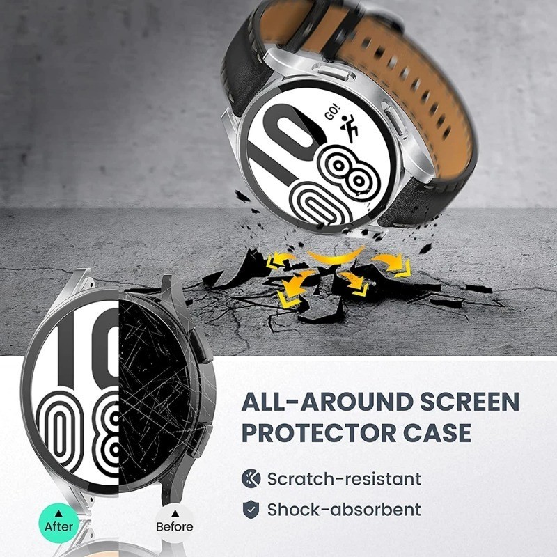 Ốp Lưng PC + KíNh CườNg LựC BảO Vệ ToàN DiệN Cho Samsung Galaxy Watch 6 5 Pro 45mm 44mm 40mm Galaxy Watch5