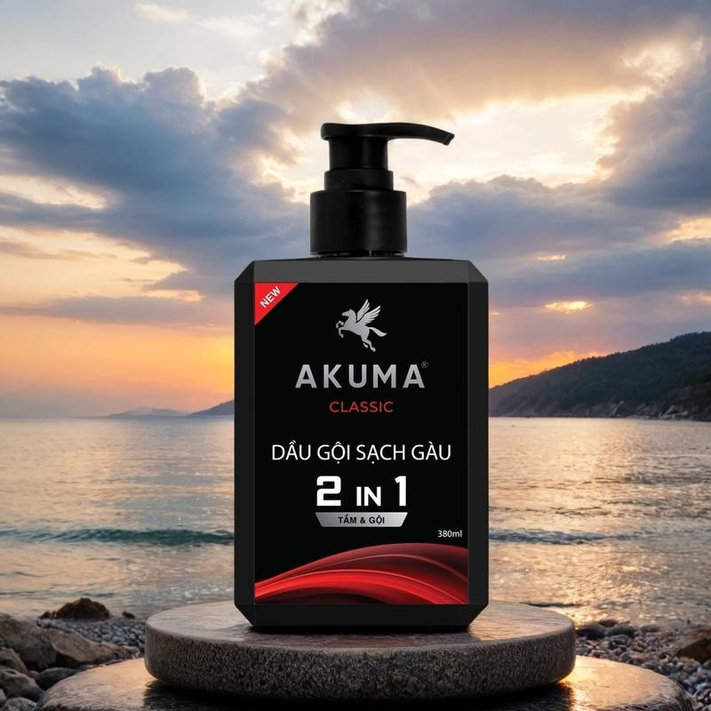 Ảnh Dầu Gội Sạch Gàu AKUMA CLASSIC 380ml - Tắm & Gội 2 Trong 1 - Hương Nước Hoa Nam Tính 4