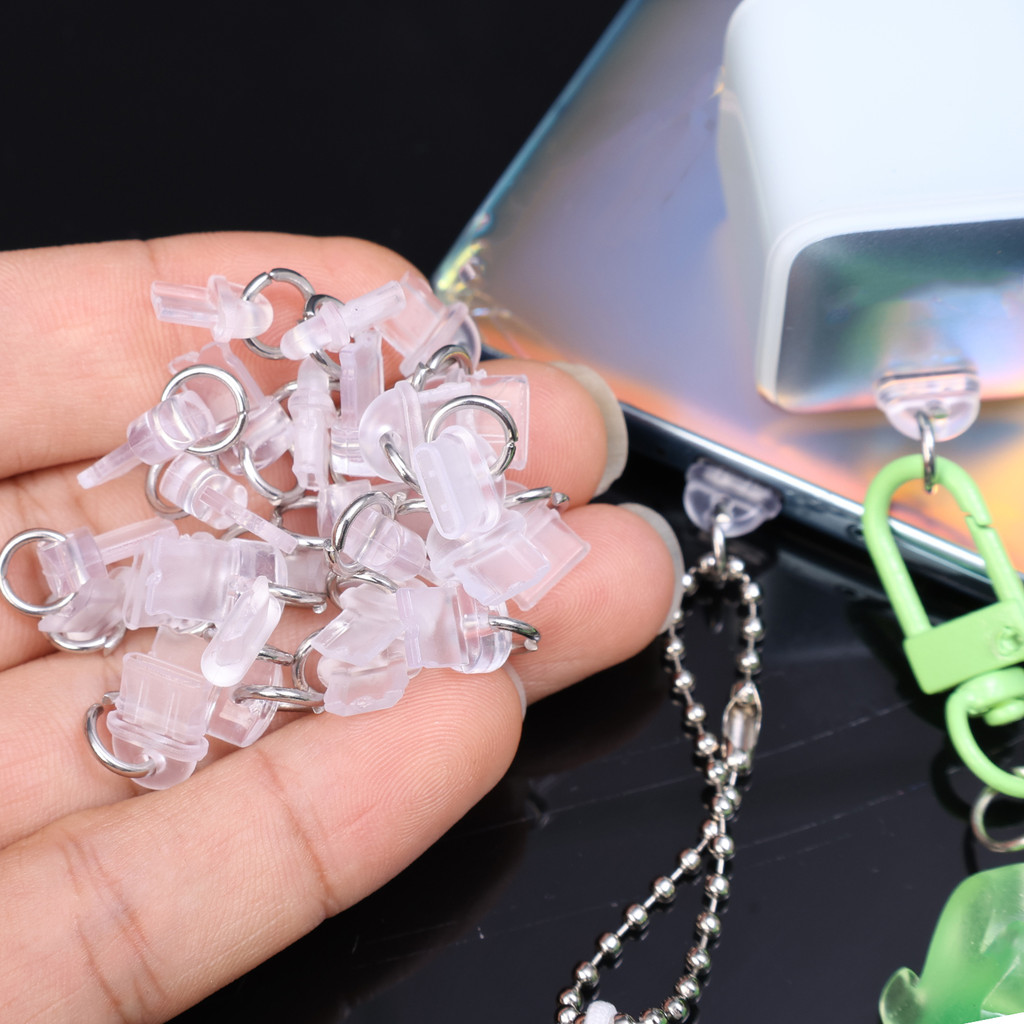 5 / 10 / 20 Phích cắm chống bụi - Dành cho Type-C Micro-USB iOS - Nắp cắm cổng sạc điện thoại - Phích cắm mặt dây chuyền điện thoại DIY trong suốt - Vỏ bảo vệ nút chặn điện thoại chống nước